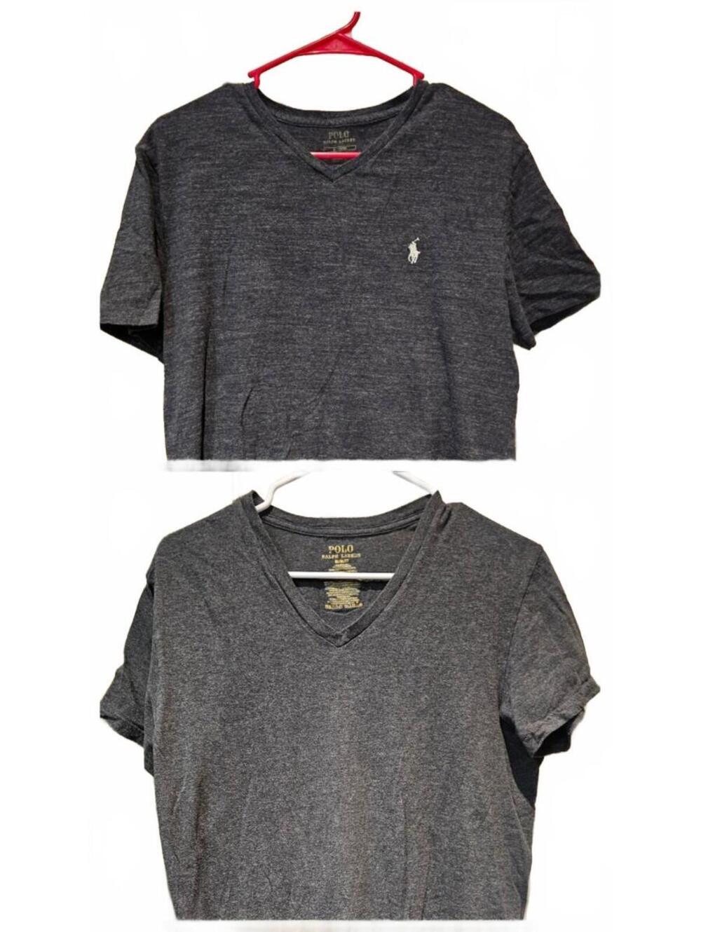 Polo Ralph Lauren Mens V-Neck T-Shirt Heather Gray/Gray Bundle Of 2 Size Medium